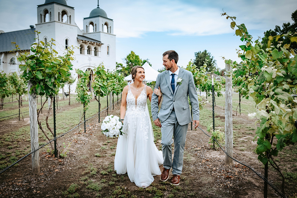 Walking through the vineyard as husband and wife