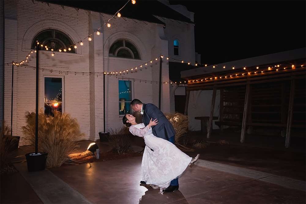 Dancing at night in the courtyard